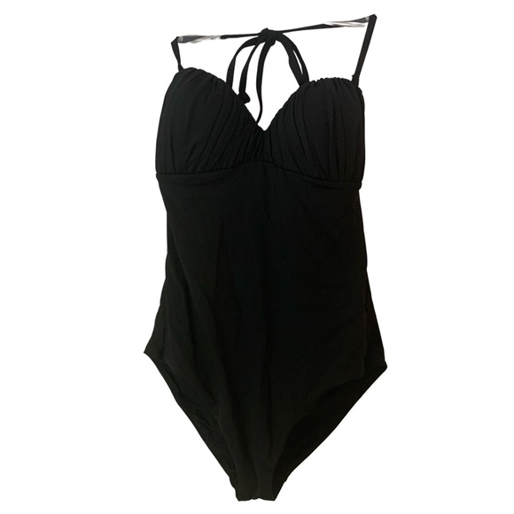 H&M Black One Piece Swimsuit With Ruched Top - Picture 1 of 10